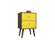Liberty mid-century - modern nightstand 2.0 with 2 full extension drawers in rustic brown and yellow by Manhattan Comfort additional picture 2