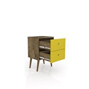 Liberty mid-century - modern nightstand 2.0 with 2 full extension drawers in rustic brown and yellow by Manhattan Comfort additional picture 4
