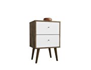 Liberty mid-century - modern nightstand 2.0 with 2 full extension drawers in rustic brown and white additional photo 2 of 7