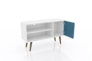 Liberty 42.52 mid-century - modern TV stand with 2 shelves and 1 door in white and aqua blue by Manhattan Comfort additional picture 4