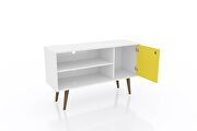 Liberty 42.52 mid-century - modern TV stand with 2 shelves and 1 door in white and yellow by Manhattan Comfort additional picture 4