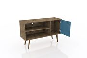 Liberty 42.52 mid-century - modern TV stand with 2 shelves and 1 door in rustic brown and aqua blue by Manhattan Comfort additional picture 4