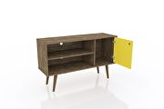Liberty 42.52 mid-century - modern TV stand with 2 shelves and 1 door in rustic brown and yellow by Manhattan Comfort additional picture 4