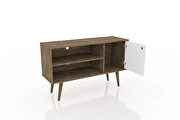 Liberty 42.52 mid-century - modern TV stand with 2 shelves and 1 door in rustic brown and white additional photo 4 of 6
