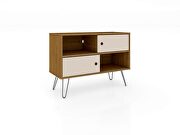 Mid-century- modern 35.43 TV stand with 4 shelves in cinnamon and off white by Manhattan Comfort additional picture 4