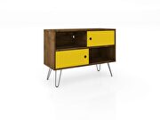 Mid-century- modern 35.43 TV stand with 4 shelves in rustic brown and yellow by Manhattan Comfort additional picture 4