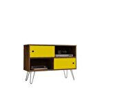 Mid-century- modern 35.43 TV stand with 4 shelves in rustic brown and yellow by Manhattan Comfort additional picture 8