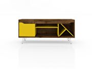 Mid-century- modern 53.54 TV stand with wine rack in rustic brown and yellow by Manhattan Comfort additional picture 2