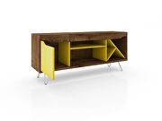 Mid-century- modern 53.54 TV stand with wine rack in rustic brown and yellow by Manhattan Comfort additional picture 4