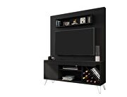 53.54 mid-century modern freestanding entertainment center with media shelves and wine rack in black by Manhattan Comfort additional picture 9