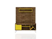 53.54 mid-century modern freestanding entertainment center with media shelves and wine rack in rustic brown and yellow by Manhattan Comfort additional picture 2