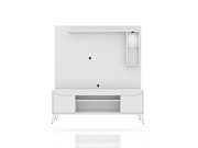 62.99 freestanding mid-century modern entertainment center with led lights and decor shelves in white by Manhattan Comfort additional picture 2