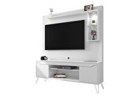 62.99 freestanding mid-century modern entertainment center with led lights and decor shelves in white by Manhattan Comfort additional picture 9