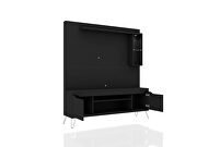62.99 freestanding mid-century modern entertainment center with led lights and decor shelves in black by Manhattan Comfort additional picture 4
