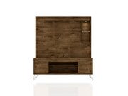 62.99 freestanding mid-century modern entertainment center with led lights and decor shelves in rustic brown by Manhattan Comfort additional picture 2