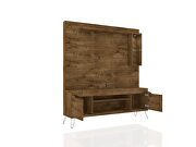 62.99 freestanding mid-century modern entertainment center with led lights and decor shelves in rustic brown by Manhattan Comfort additional picture 4