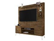62.99 freestanding mid-century modern entertainment center with led lights and decor shelves in rustic brown by Manhattan Comfort additional picture 9
