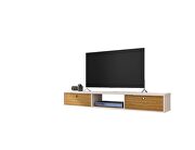 Liberty 62.99 mid-century modern floating entertainment center with 3 shelves in off white and cinnamon by Manhattan Comfort additional picture 2