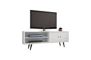 Liberty 62.99 mid-century modern TV stand and panel with solid wood legs in white by Manhattan Comfort additional picture 6