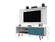 Liberty 62.99 mid-century modern TV stand and panel with solid wood legs in white and aqua blue by Manhattan Comfort additional picture 3