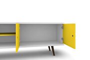 Liberty 62.99 mid-century modern TV stand and panel with solid wood legs in white and yellow by Manhattan Comfort additional picture 4