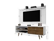 Liberty 62.99 mid-century modern TV stand and panel with solid wood legs in white and rustic brown by Manhattan Comfort additional picture 3