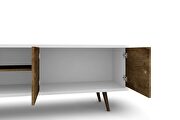 Liberty 62.99 mid-century modern TV stand and panel with solid wood legs in white and rustic brown by Manhattan Comfort additional picture 4