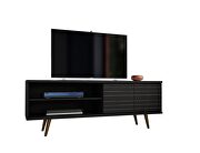 Liberty 62.99 mid-century modern TV stand and panel with solid wood legs in black by Manhattan Comfort additional picture 6