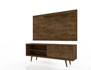 Liberty 62.99 mid-century modern TV stand and panel with solid wood legs in rustic brown by Manhattan Comfort additional picture 2