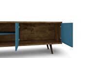 Liberty 62.99 mid-century modern TV stand and panel with solid wood legs in rustic brown and aqua blue by Manhattan Comfort additional picture 4