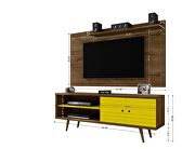 Liberty 62.99 mid-century modern TV stand and panel with solid wood legs in rustic brown and yellow by Manhattan Comfort additional picture 3