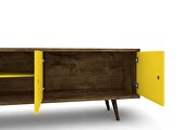 Liberty 62.99 mid-century modern TV stand and panel with solid wood legs in rustic brown and yellow by Manhattan Comfort additional picture 4