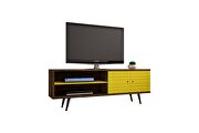 Liberty 62.99 mid-century modern TV stand and panel with solid wood legs in rustic brown and yellow by Manhattan Comfort additional picture 5