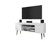 62.99 TV stand white with 2 media shelves and 2 storage shelves in white with solid wood legs by Manhattan Comfort additional picture 4