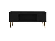 62.99 TV stand black with 2 media shelves and 2 storage shelves in black with solid wood legs by Manhattan Comfort additional picture 2