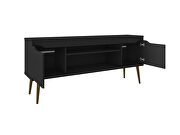 62.99 TV stand black with 2 media shelves and 2 storage shelves in black with solid wood legs by Manhattan Comfort additional picture 6