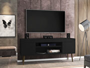62.99 TV stand black with 2 media shelves and 2 storage shelves in black with solid wood legs by Manhattan Comfort additional picture 7
