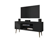 62.99 TV stand black with 2 media shelves and 2 storage shelves in black with solid wood legs by Manhattan Comfort additional picture 8