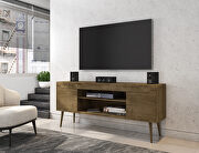 62.99 TV stand rustic brown with 2 media shelves and 2 storage shelves in rustic brown with solid wood legs by Manhattan Comfort additional picture 7