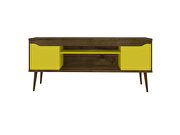 62.99 TV stand rustic brown and yellow with 2 media shelves and 2 storage shelves in rustic brown and yellow with solid wood legs by Manhattan Comfort additional picture 2