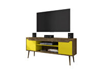62.99 TV stand rustic brown and yellow with 2 media shelves and 2 storage shelves in rustic brown and yellow with solid wood legs by Manhattan Comfort additional picture 7