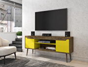62.99 TV stand rustic brown and yellow with 2 media shelves and 2 storage shelves in rustic brown and yellow with solid wood legs by Manhattan Comfort additional picture 8
