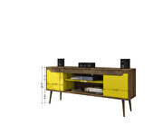 62.99 TV stand rustic brown and yellow with 2 media shelves and 2 storage shelves in rustic brown and yellow with solid wood legs by Manhattan Comfort additional picture 9