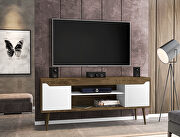 62.99 TV stand rustic brown and white with 2 media shelves and 2 storage shelves in rustic brown and white with solid wood legs by Manhattan Comfort additional picture 5
