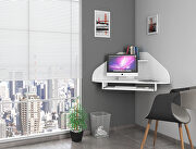 Corner desk with keyboard shelf in white by Manhattan Comfort additional picture 6
