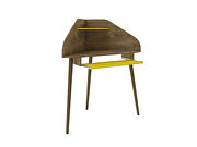Corner desk with keyboard shelf in rustic brown and yellow by Manhattan Comfort additional picture 7
