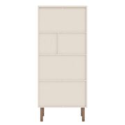 Modern display bookcase cabinet with 5 shelves in off white and nature additional photo 5 of 10