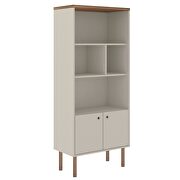 Modern display bookcase cabinet with 5 shelves in off white and nature by Manhattan Comfort additional picture 7