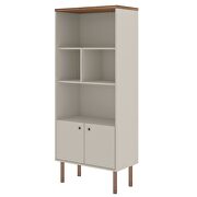 Modern display bookcase cabinet with 5 shelves in off white and nature by Manhattan Comfort additional picture 8