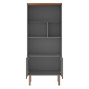 Modern display bookcase cabinet with 5 shelves in gray and nature additional photo 4 of 11